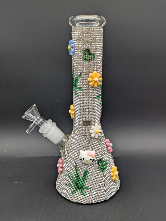 10" Fully Jeweled Kitty Beaker Bong-Avernic Smoke Shop