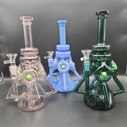 11" Quad Tube Recycler w/ Pyramid Perc-Avernic Smoke Shop