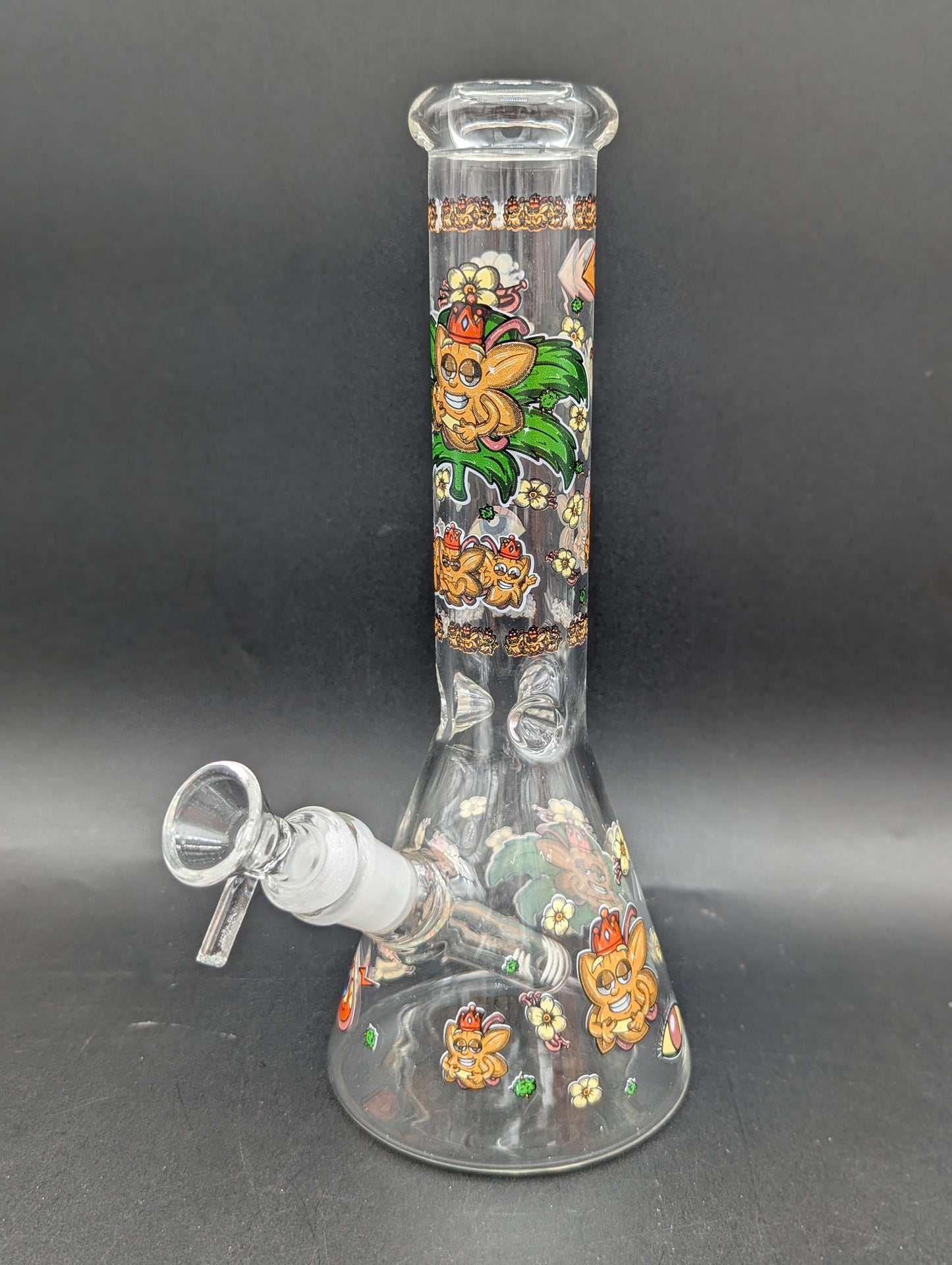 12" Floral Leaves Decal Beaker Bong-Avernic Smoke Shop