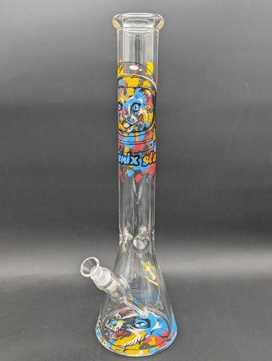 17" Phoenix Astro Cat Color Splash Beaker - Meech Madness Smoke Shop