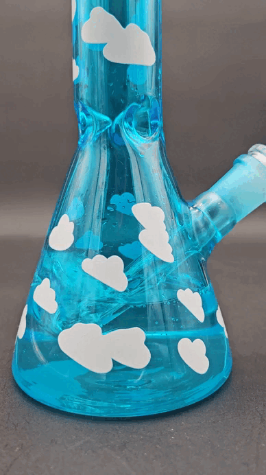Cloudy Skies Beaker Bong 10"