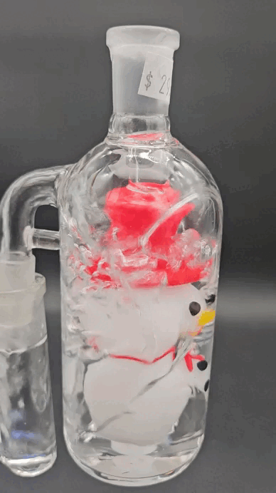 Smiling Snowman Glass Ash Catcher - 14mm 90D-Meech Madness Smoke Shop