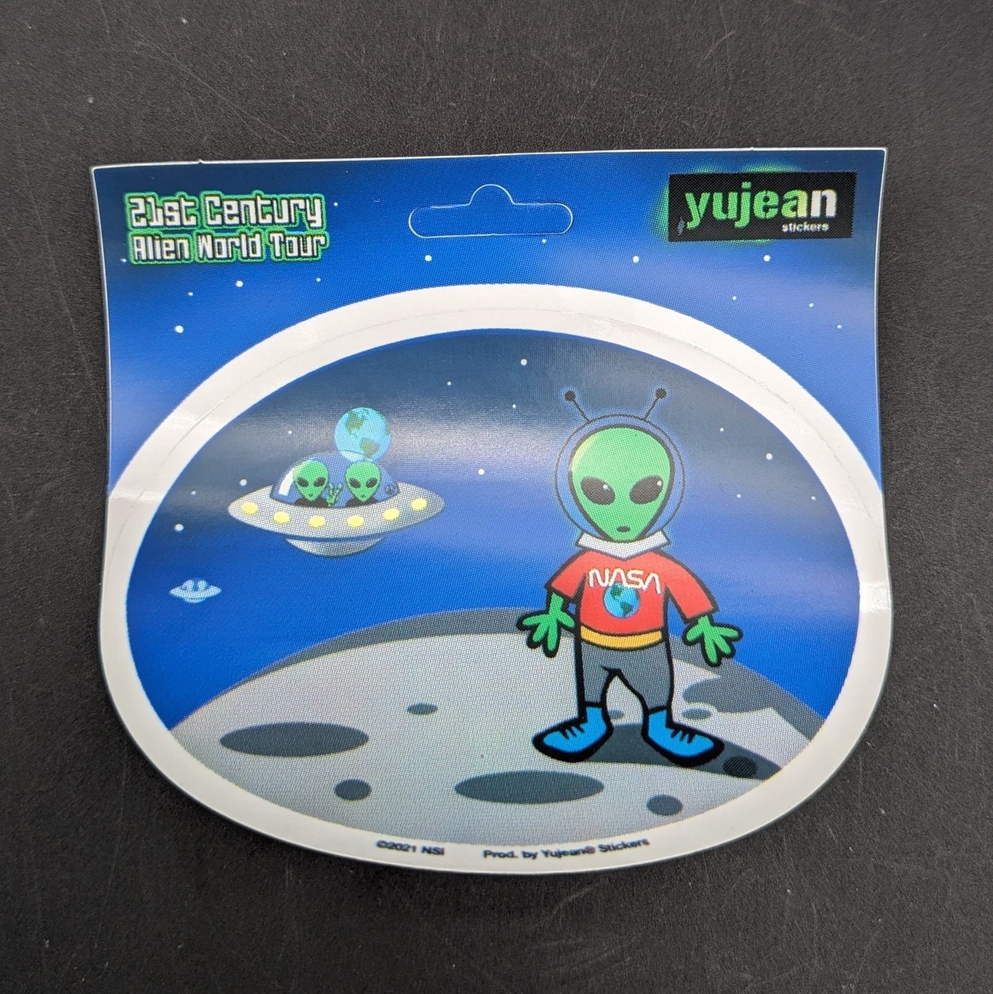21st Century Alien World Tour On The Moon Oval Sticker | 4.75" x 3.75" - Meech Madness Smoke Shop