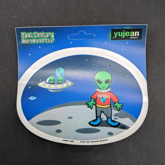 21st Century Alien World Tour On The Moon Oval Sticker | 4.75" x 3.75" - Meech Madness Smoke Shop