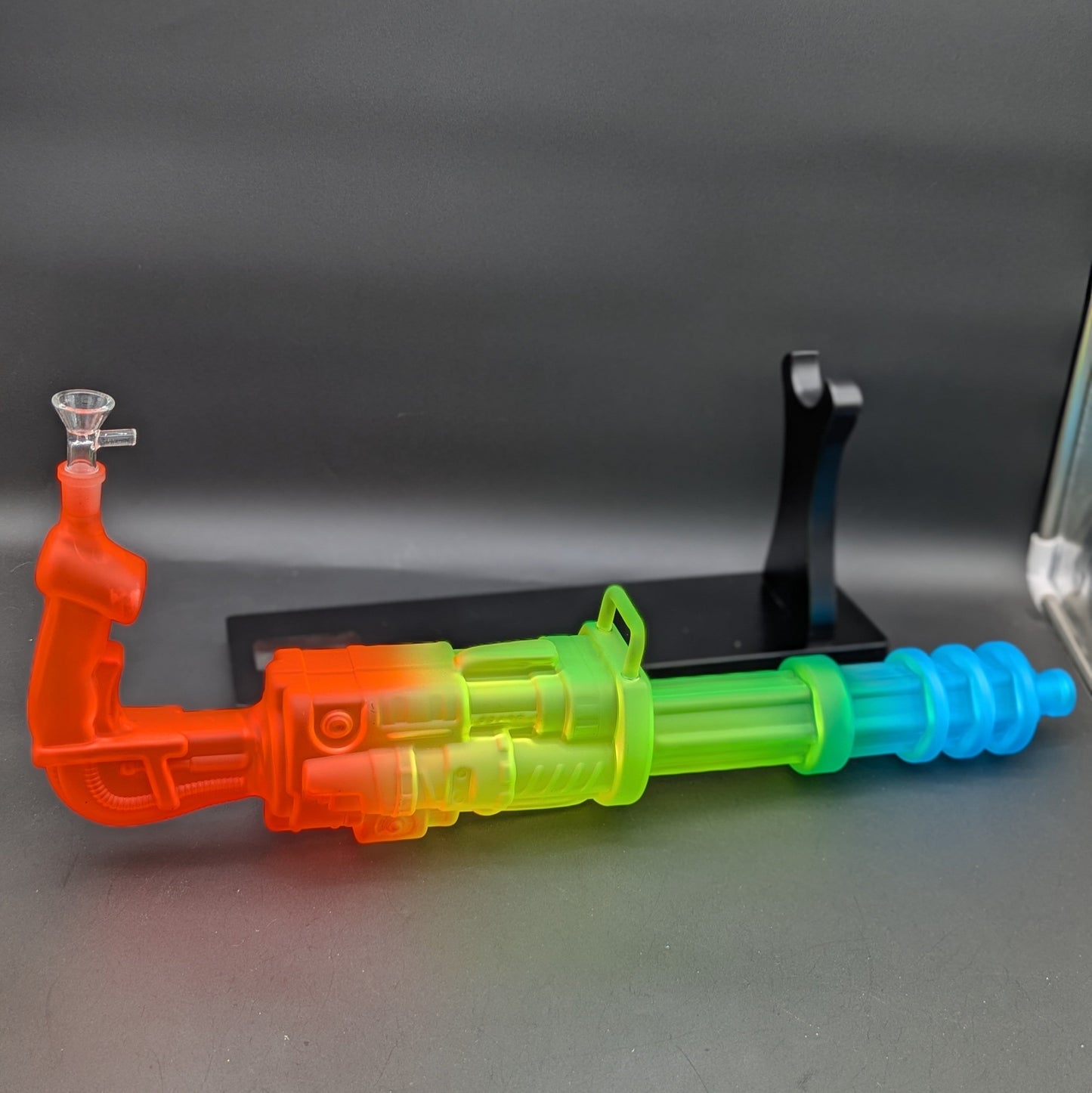 23" Rainbow Frosted Gatling Gun Bong w/ Wood Stand-Avernic Smoke Shop