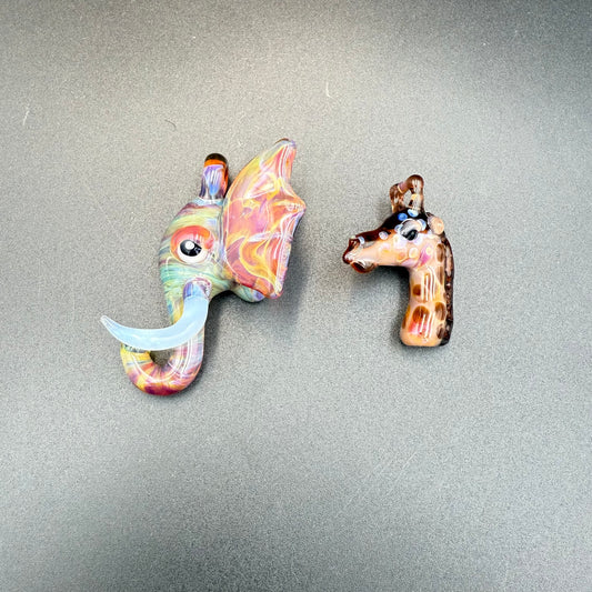 Animal Glass Pendants by Paddymelts - Elephant & Giraffe from Meech Madness Smoke Shop at Meech Madness Smoke Shop