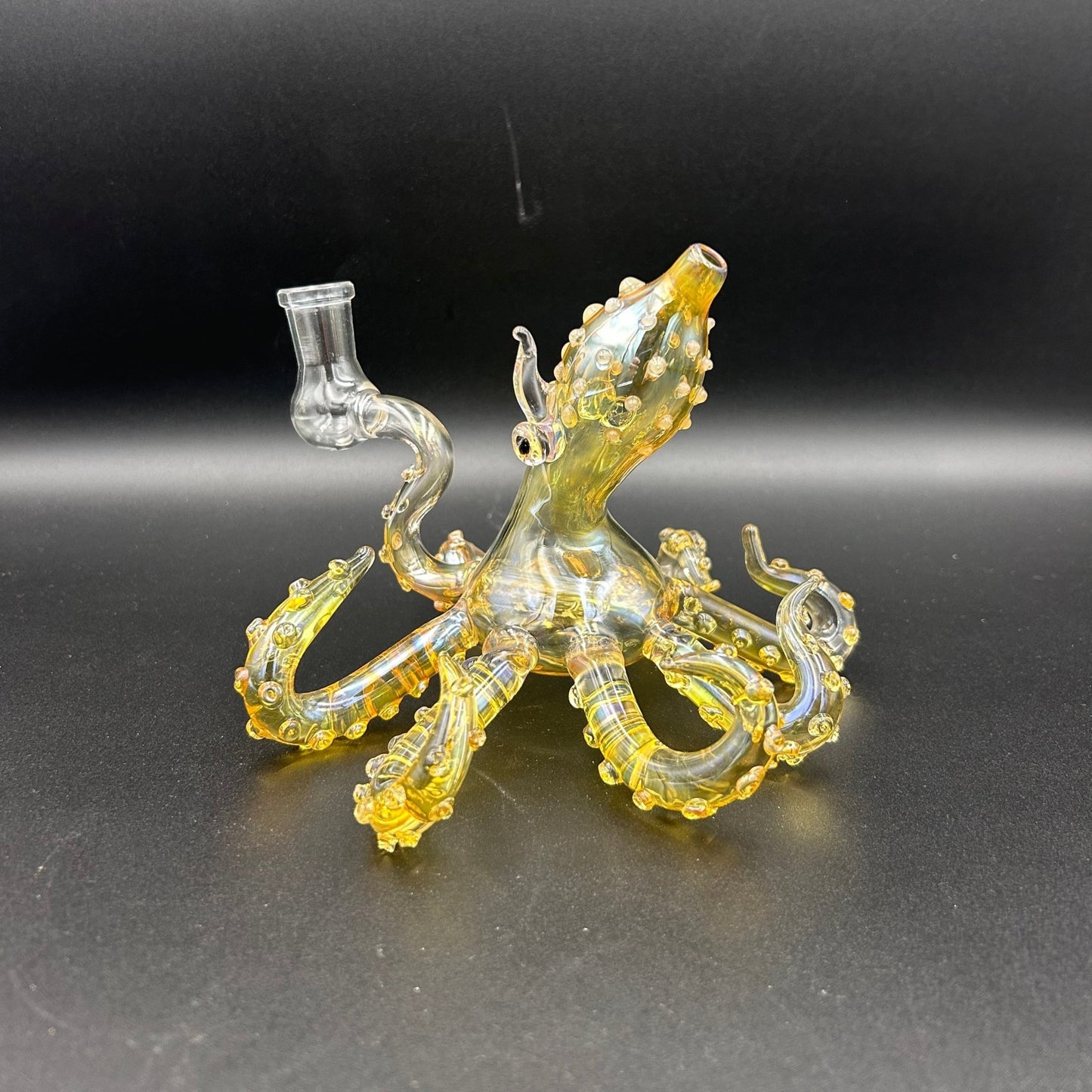 5” Fumed Octopus Water Pipe – Gold Accent - Meech Madness Smoke Shop