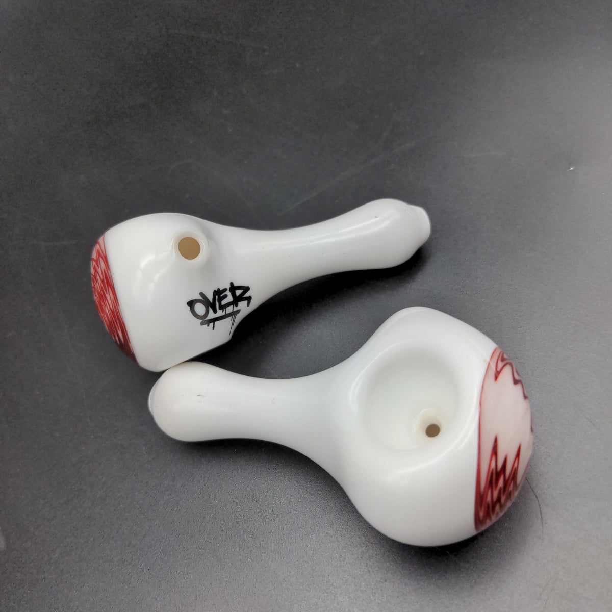 3.5" Signed Wig Wag Button Heady Pipe - by Over__Glass-Avernic Smoke Shop