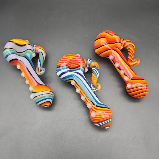 4" Full Stripe Hand Pipe w/ Tentacle Handle-Avernic Smoke Shop