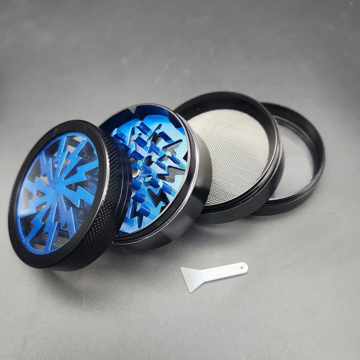 4 Part Lightning Herb Grinder Aluminum w/ Acrylic Window - 60mm-Meech Madness Smoke Shop