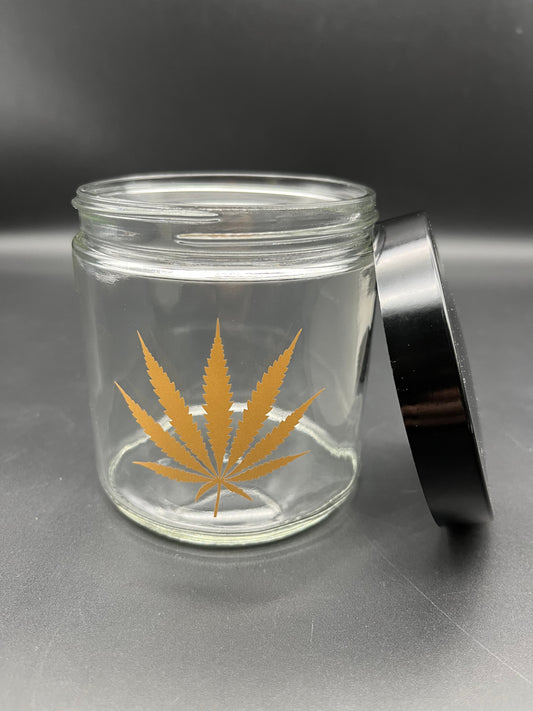 420 Science Clear Screw Top Jar | Gold Leaf-Meech Madness Smoke Shop
