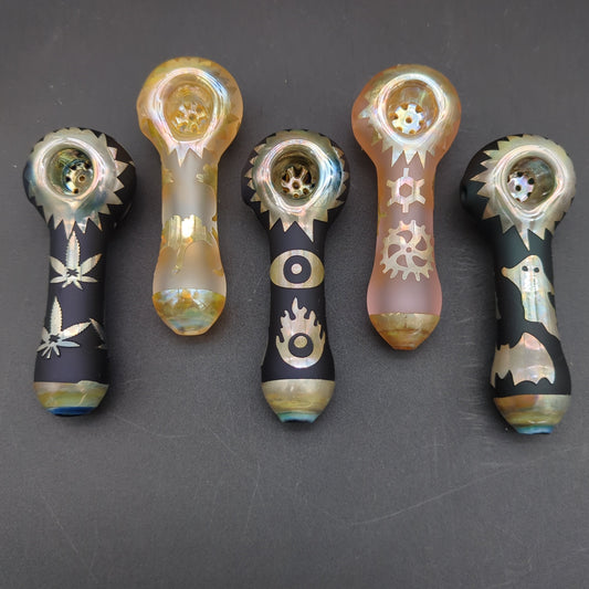 4.3" Metallic Glass Pipe w/ Built in Screen-Avernic Smoke Shop