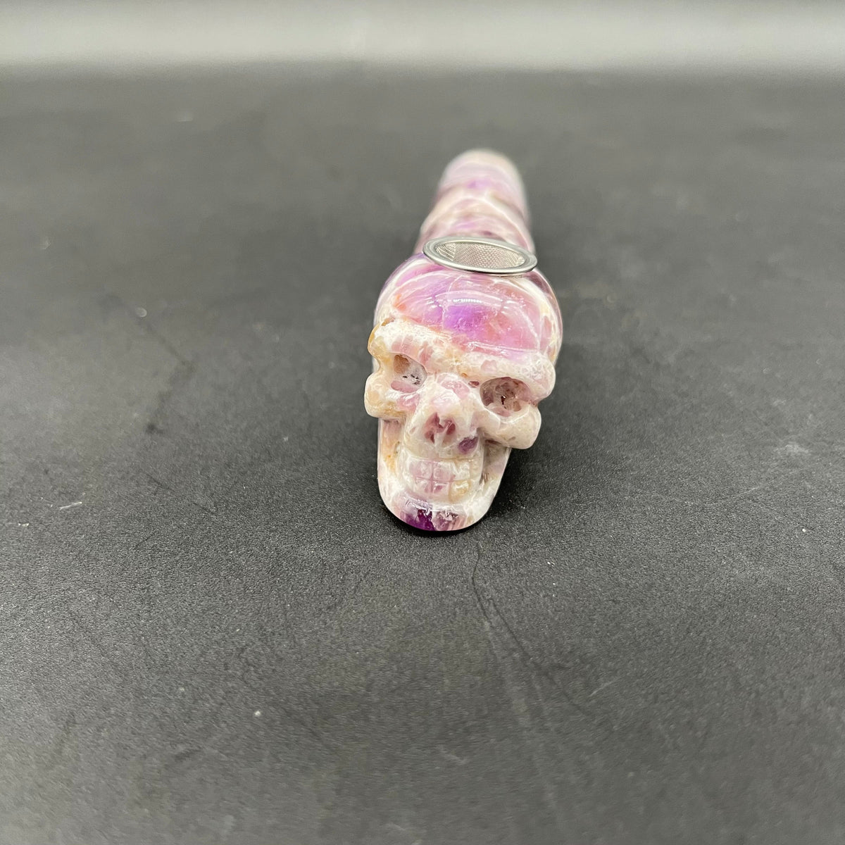 5" Gemstone Skull Hand Pipe | Amethyst