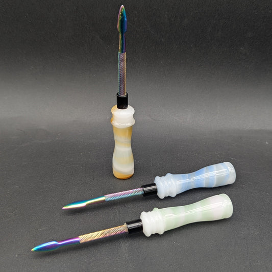 5" Marble Handle Glass and Metal Dabber-Avernic Smoke Shop