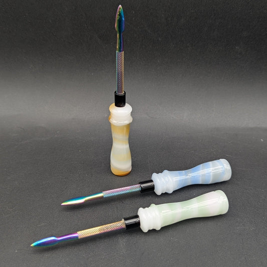 5" Marble Handle Glass and Metal Dabber - Meech Madness Smoke Shop