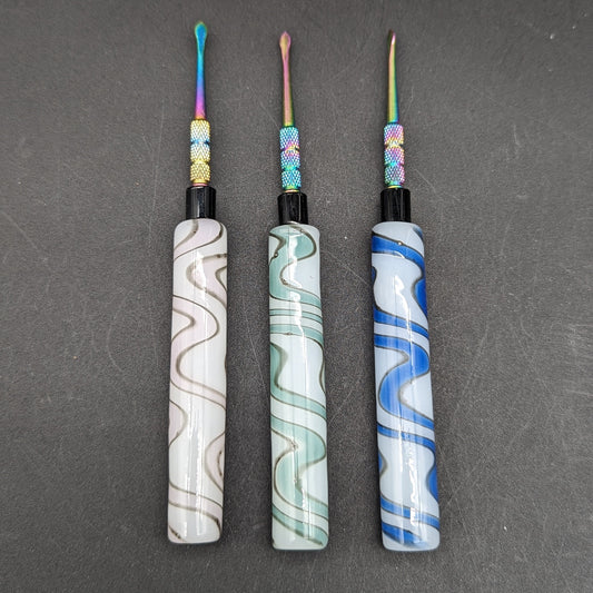 5" Marbled Glass and Metal Dab Tools-Avernic Smoke Shop