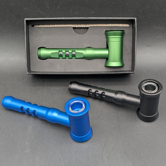 5" Metal and Glass Hammer Hand Pipe - Meech Madness Smoke Shop