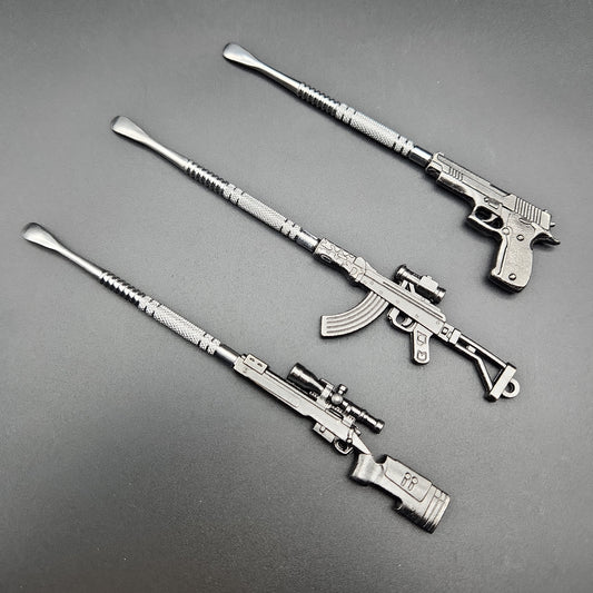 5" Silver Metal Gun Dab Tools-Avernic Smoke Shop