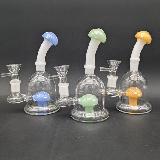 6" Mushroom Perc Bent Neck Bong - Meech Madness Smoke Shop