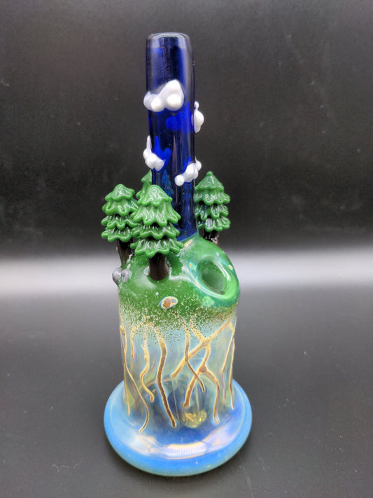 7" Forest Sky Tube Rig 10mm - Los1 Glass - Meech Madness Smoke Shop