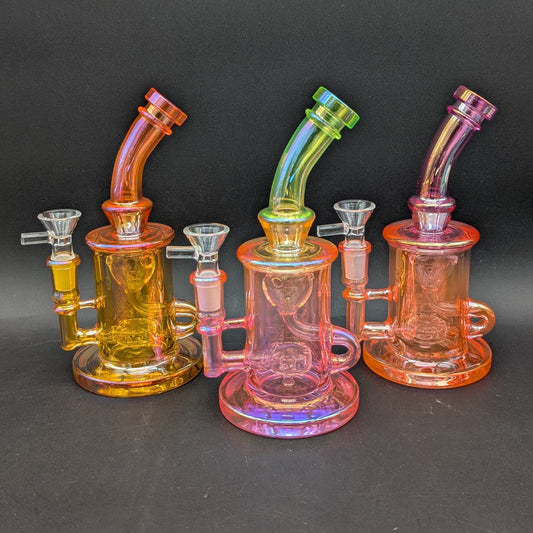 7" Iridescent Klein Recycler Water Pipe-Avernic Smoke Shop