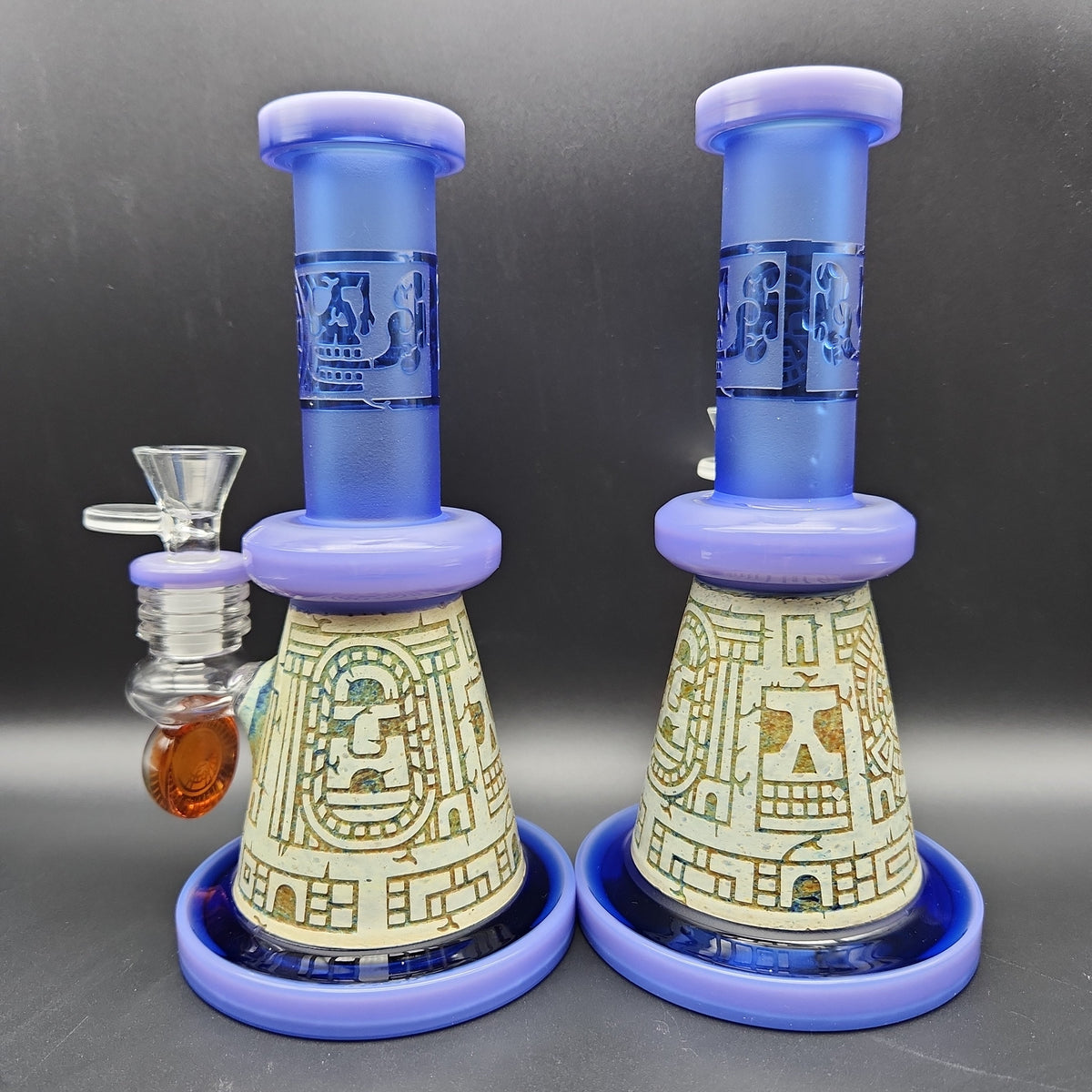 7.5" Etched Aztec Castle Mini Beaker-Avernic Smoke Shop