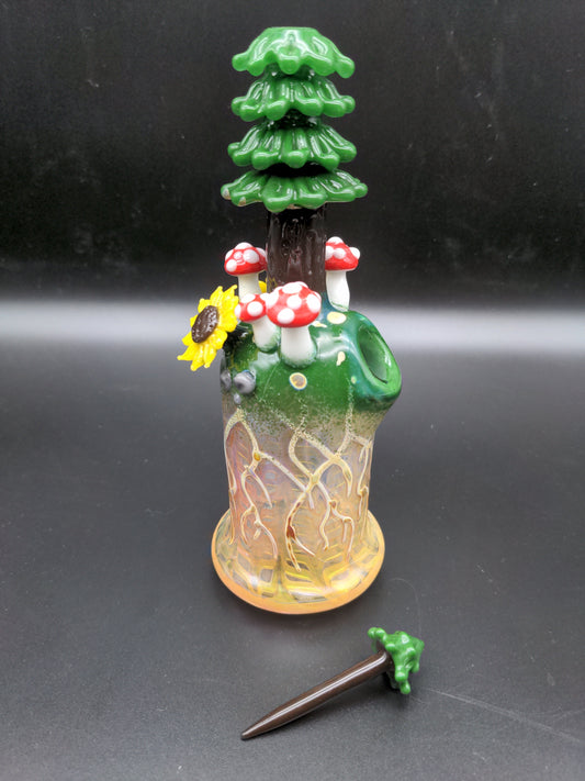 8" Fumed Forest Tree Dab Rig 14mm - Los1 Glass-Avernic Smoke Shop