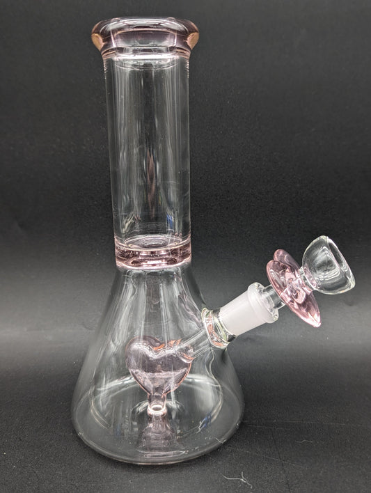 8" Pink Heart Perc Beaker Bong-Avernic Smoke Shop