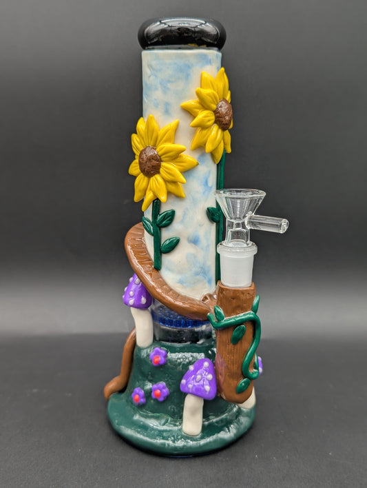 9" 3D Sunflower Mushroom Bong-Avernic Smoke Shop