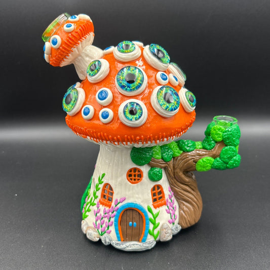 7.5" Watchful Shroom Haven Water Pipe - Meech Madness Smoke Shop