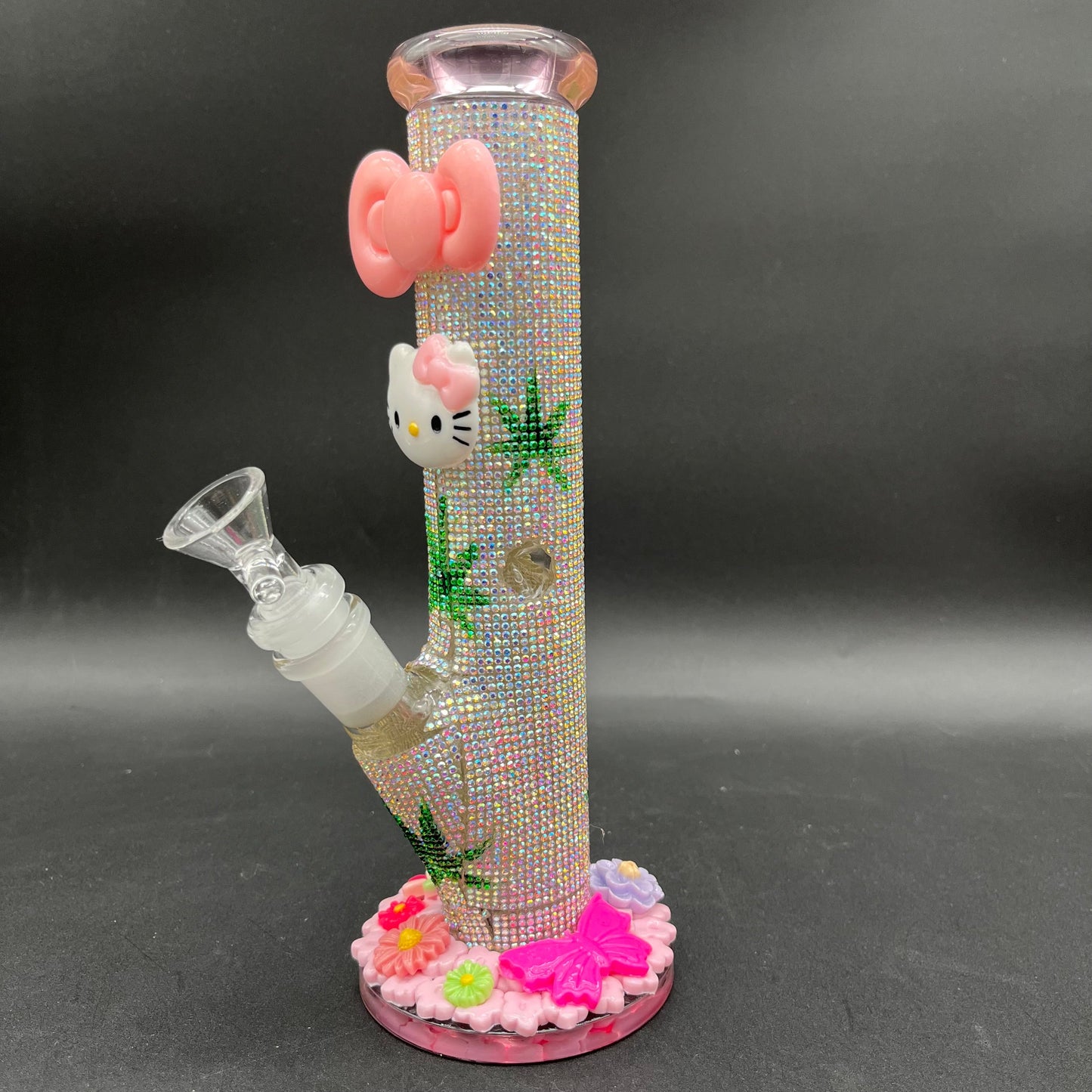 9.5" Fully Jeweled Kitty Straight Tube Bong-Avernic Smoke Shop