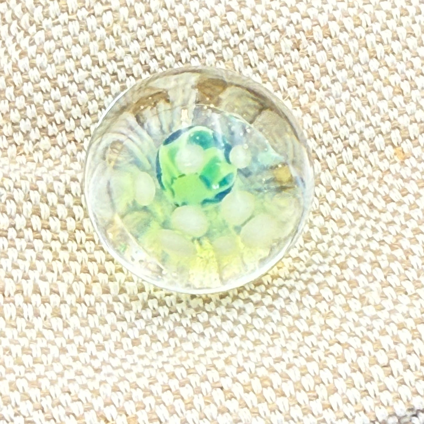 Heady Top Marble Pearl by Akrius Glass - Encased Green Mushroom from Meech Madness Smoke Shop at Meech Madness Smoke Shop