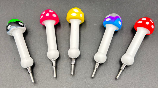 Mushroom Silicone Nectar Collectors – Titanium Tip - Meech Madness Smoke Shop