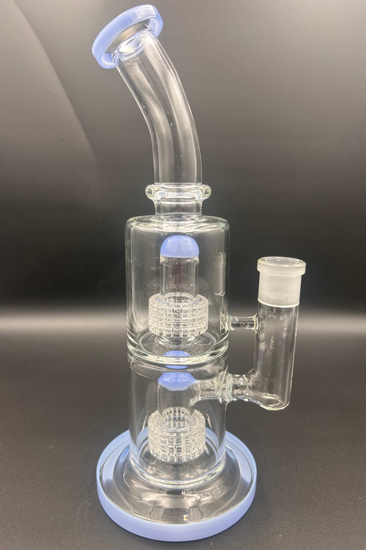 13.5” Double Stacked Perc Water Pipe - Meech Madness Smoke Shop