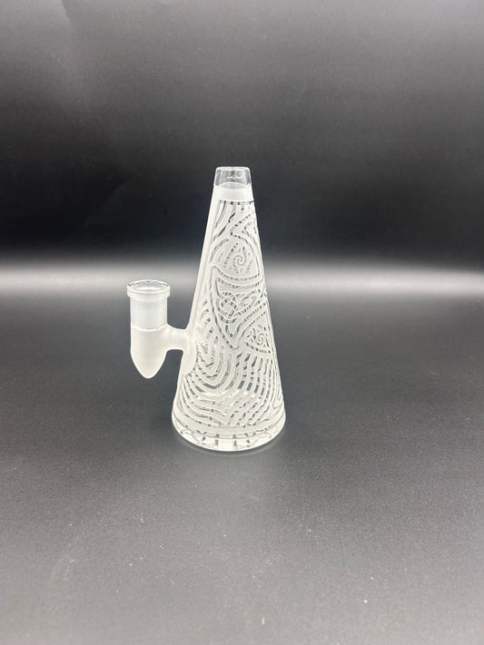 6” Etched Cone Water Pipe – Frosted Circuit Design - Meech Madness Smoke Shop