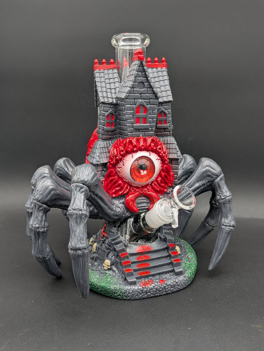 All-Seeing Arachnid Castle Glass & Vinyl Water Pipe 10.25"-Avernic Smoke Shop