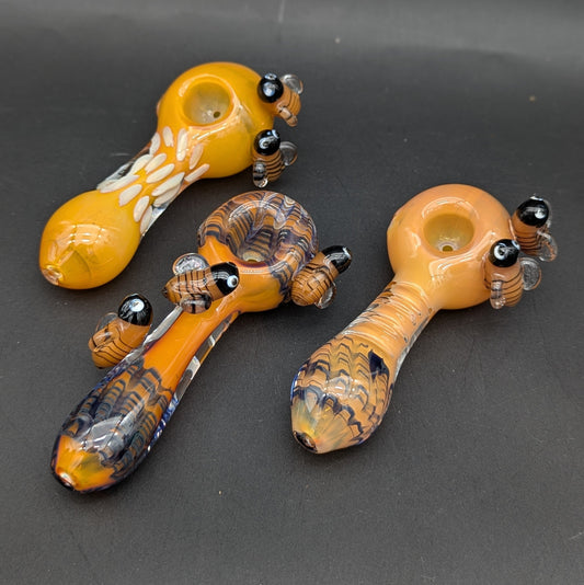 Busy Bumble Bee Glass Spoon Pipes | 4"-5"-Avernic Smoke Shop