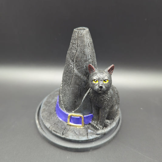 Cat And Witch's Hat Incense Burner | 4.5"-Avernic Smoke Shop