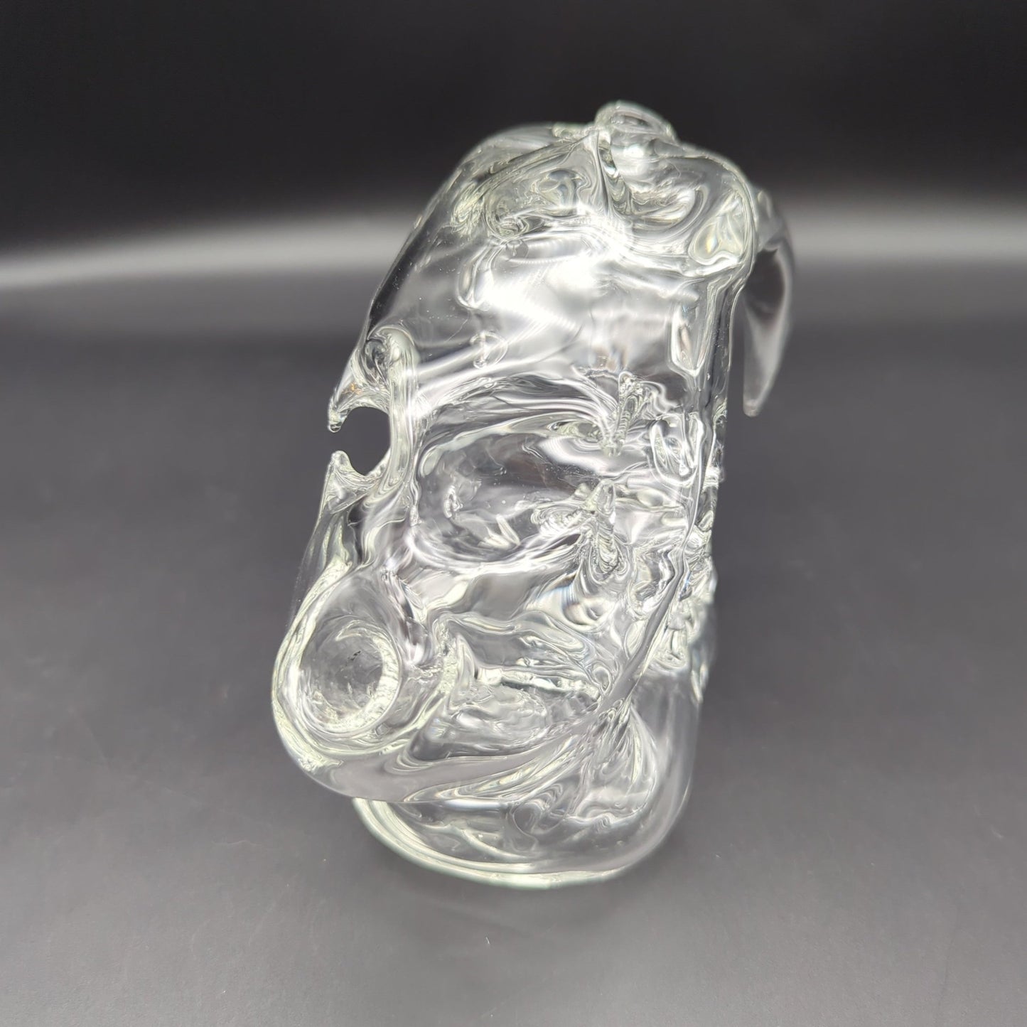 Clear Sabertooth Skull Sculpture Rig - by EKA Glass - Meech Madness Smoke Shop