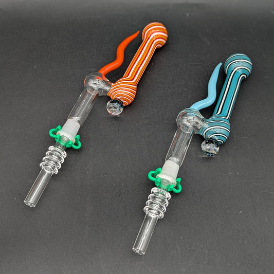 Color Twist Horned Glass Dab Straw | 7" | 10mm-Avernic Smoke Shop