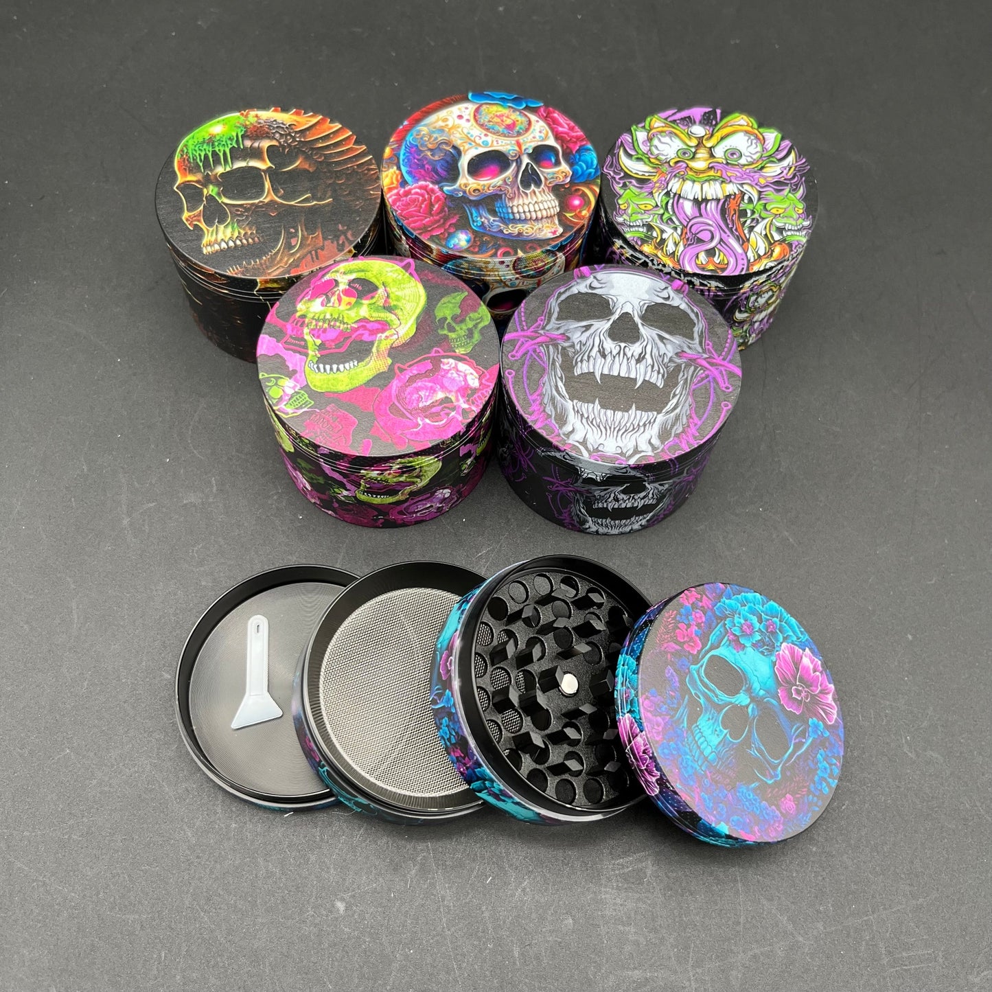 Crazy Skulls Full Design Herb Grinder 63mm - Meech Madness Smoke Shop