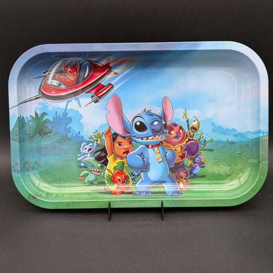 Cute Blue Monster with Friends Metal Rolling Tray | 11"x7"