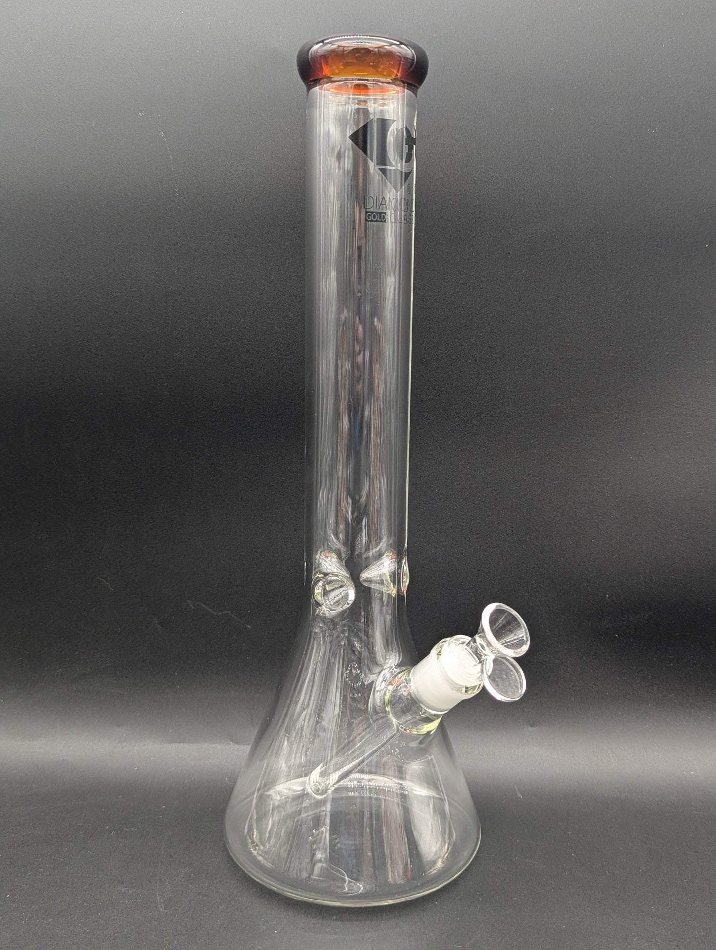 Diamond Glass Gold Classic Beaker Water Pipe | 16.25" - Meech Madness Smoke Shop