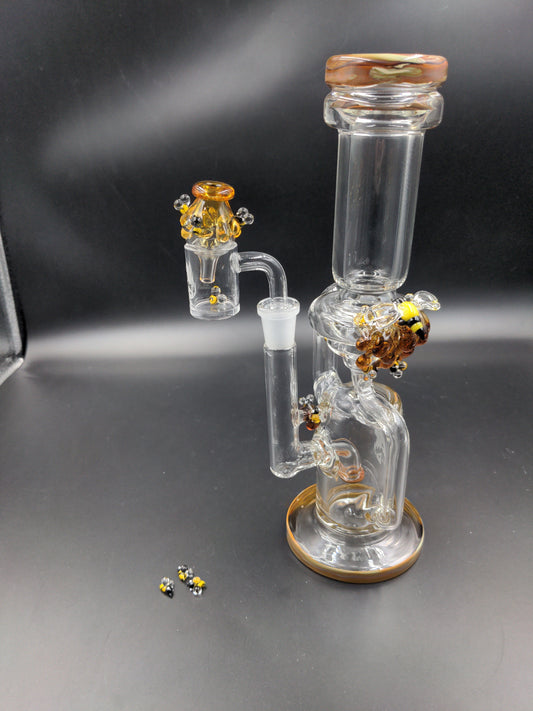 Empire Glassworks Beehive Recycler w/ Banger, Cap, and Pearls-Meech Madness Smoke Shop