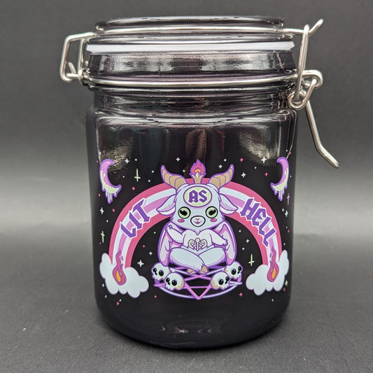Fujima Lit as Hell Latch Lid Glass Jar | 22oz - Meech Madness Smoke Shop