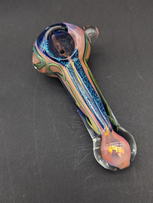 Gold Fumed Dichro Roped Hand Pipe 4.25"-Avernic Smoke Shop