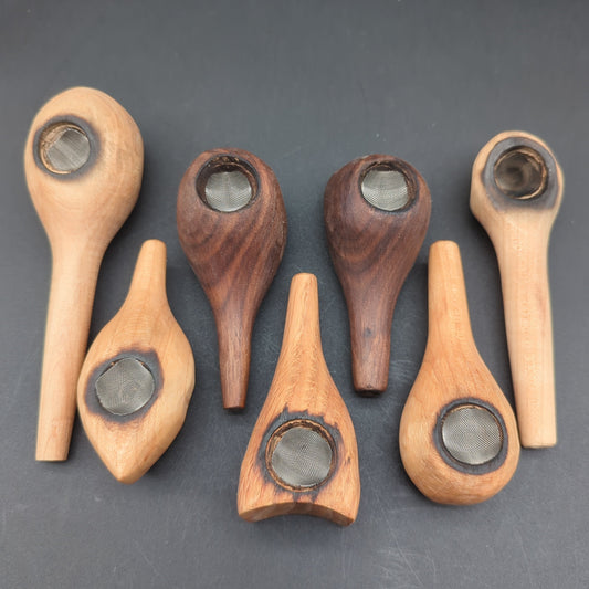 Hand Carved Wooden Pipes w/ Metal Screen-Avernic Smoke Shop