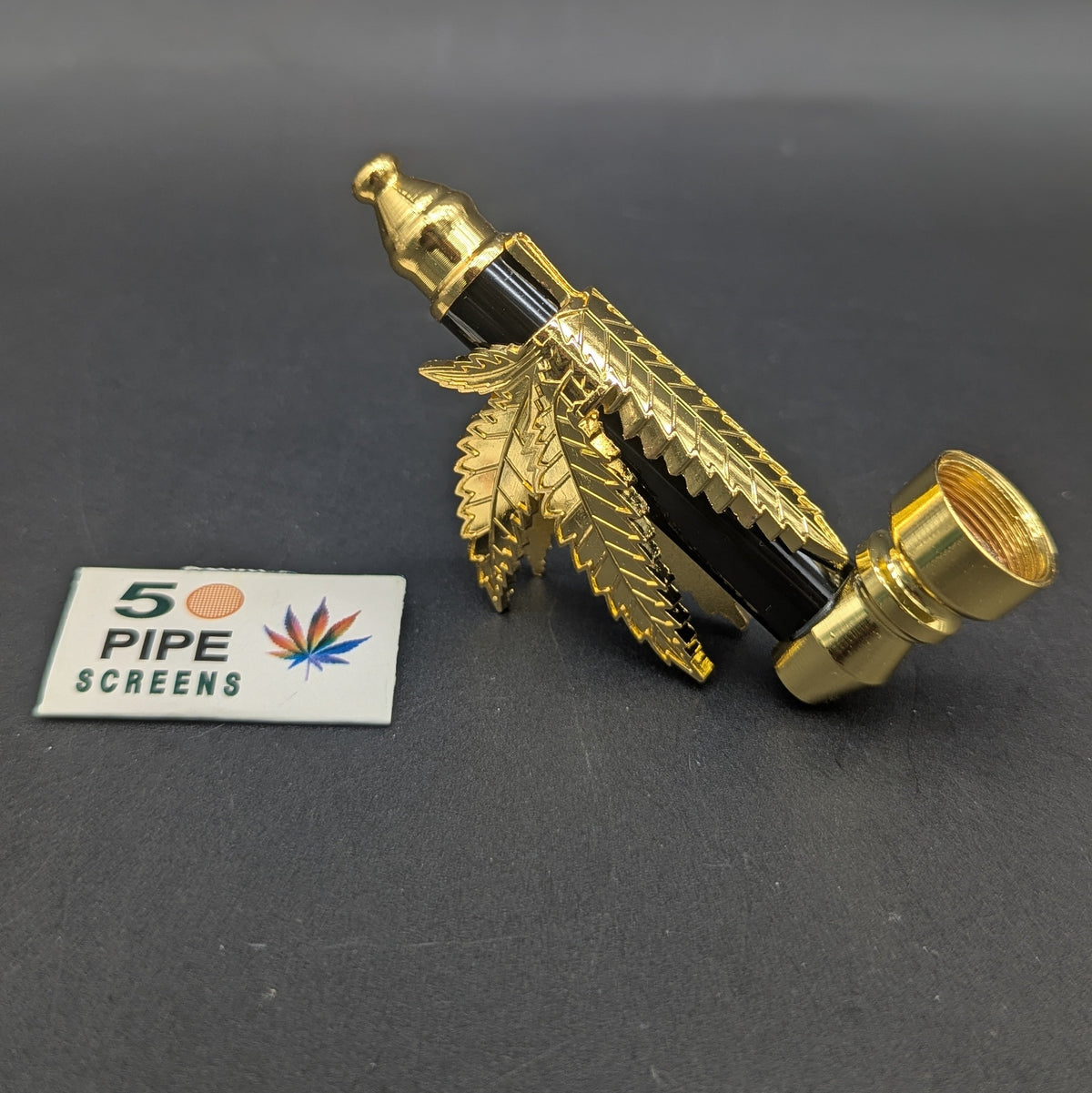 Hemp Leaf Metal Hand Pipe | 3.5"-Avernic Smoke Shop