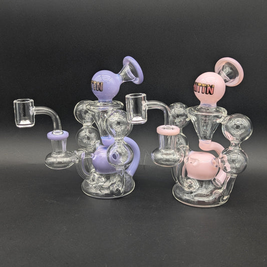Hittn Glass 6" Double Bubble Recycler Dab Rig-Avernic Smoke Shop