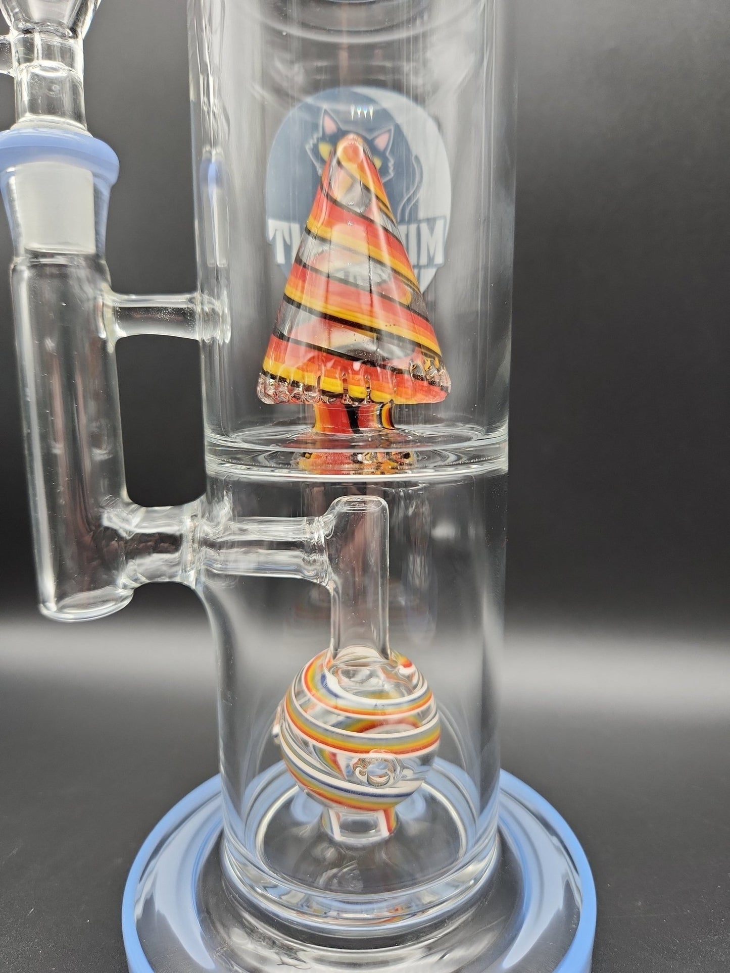 Midnight Glass 11" Double Chamber Swirled Water Pipe - Meech Madness Smoke Shop